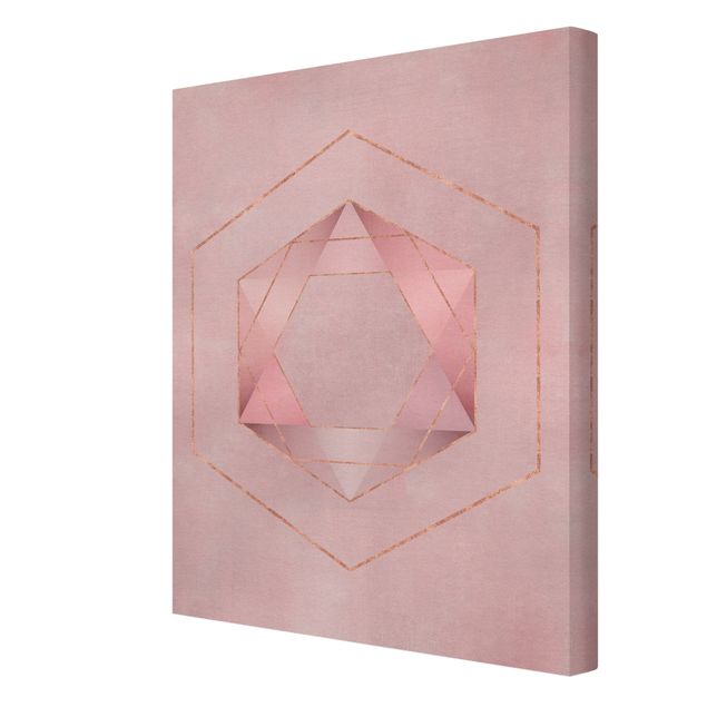 Wanddeko rosa Geometrie in Rosa und Gold I