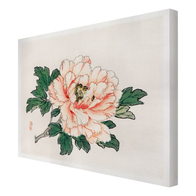 Wanddeko Esszimmer Asiatische Vintage Zeichnung Rosa Chrysantheme