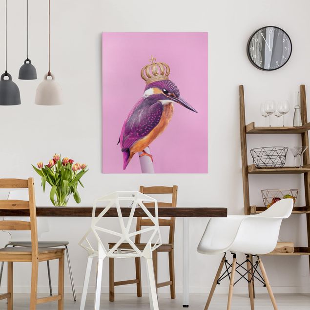 Wanddeko Schlafzimmer Rosa Eisvogel mit Krone
