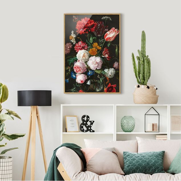 Wanddeko Wohnzimmer Jan Davidsz de Heem - Stillleben mit Blumen in einer Glasvase