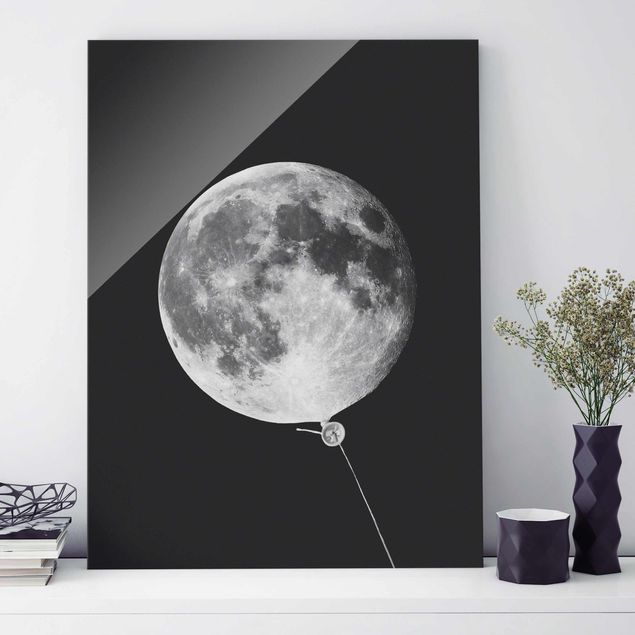 Wanddeko über Sofa Luftballon mit Mond