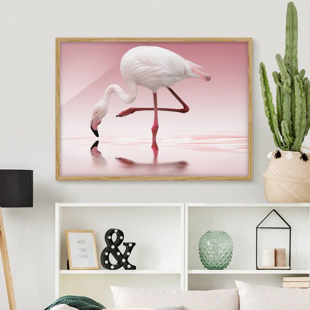 Wanddeko Wohnzimmer Flamingo Dance