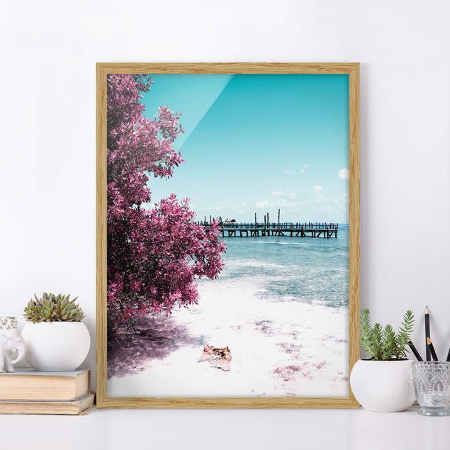 Strandbilder mit Rahmen Paradies Strand Isla Mujeres