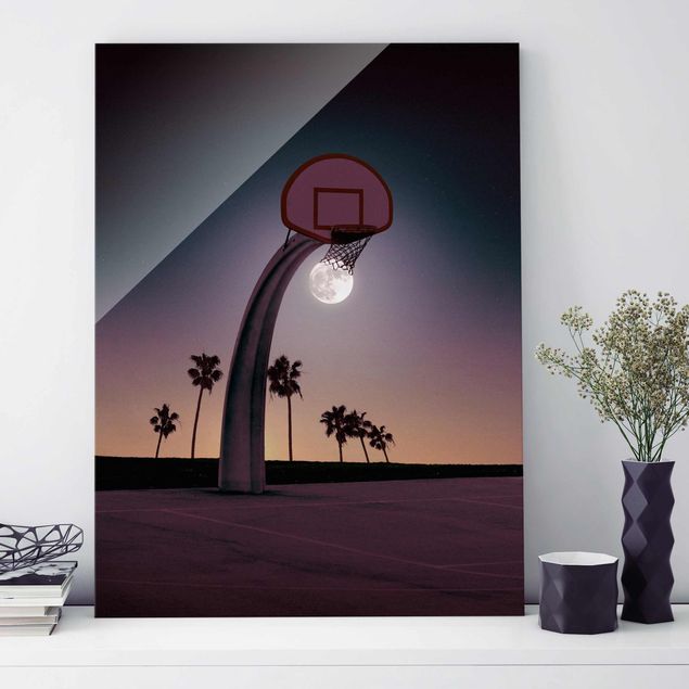 Wanddeko Schlafzimmer Basketball mit Mond