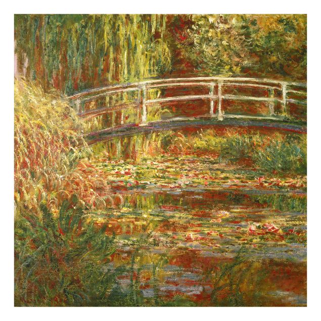 Wanddeko Flur Claude Monet - Seerosenteich und japanische Brücke (Harmonie in rosa)