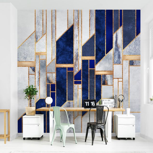 Wanddeko Wohnzimmer Geometrische Formen mit Gold