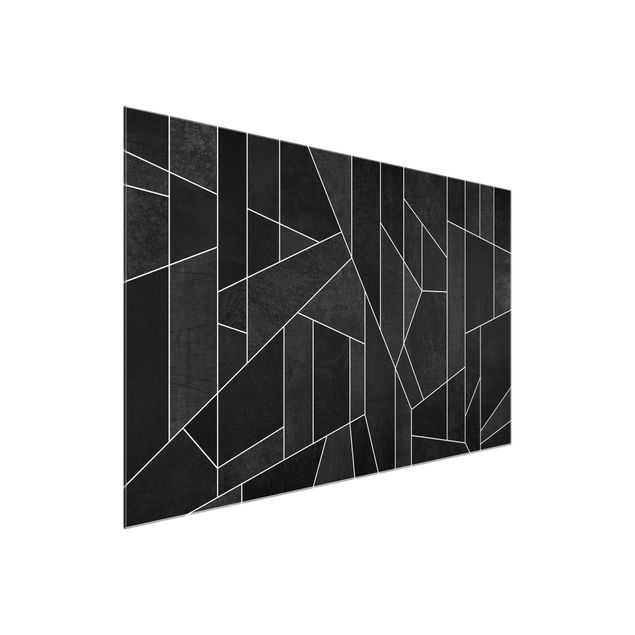 Wanddeko Esszimmer Schwarz Weiß Geometrie Aquarell