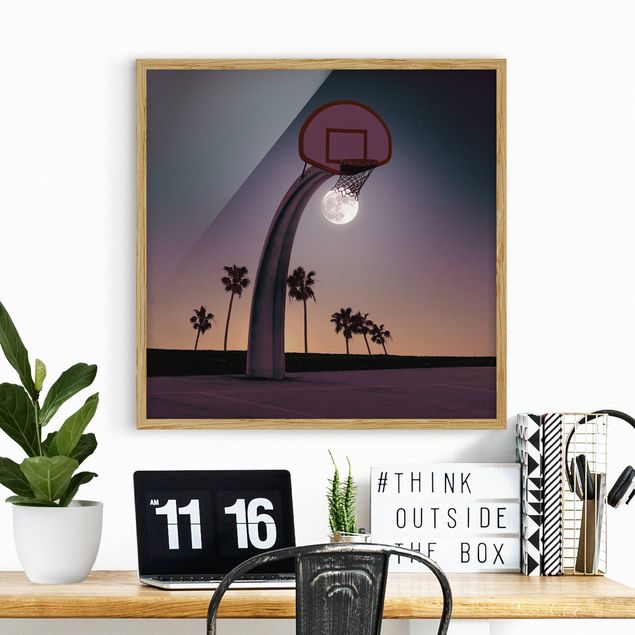Wanddeko Wohnzimmer Basketball mit Mond