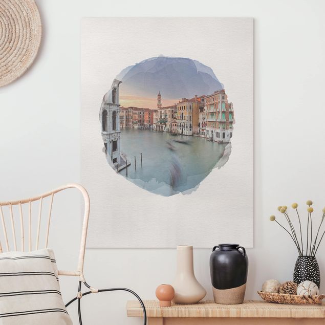 Wohndeko Architektur Wasserfarben - Canale Grande Blick von der Rialtobrücke Venedig