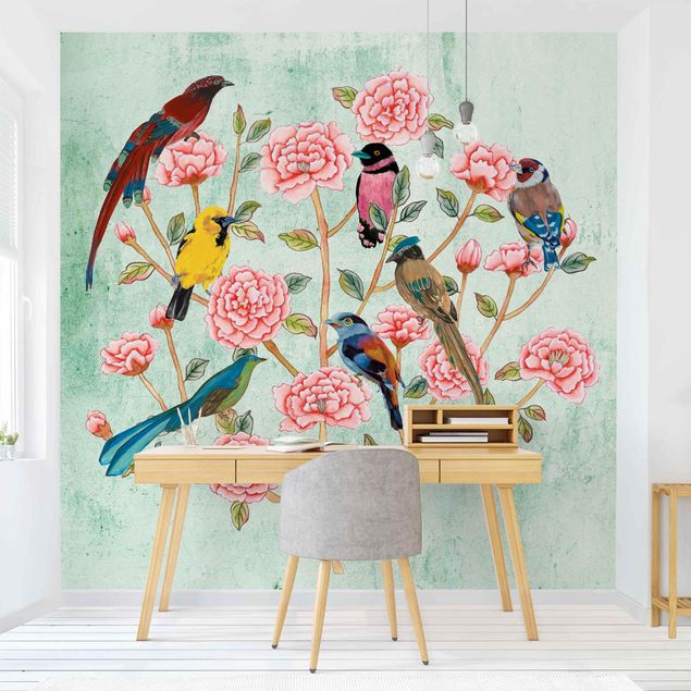 Rosentapete Chinoiserie Collage in Mint