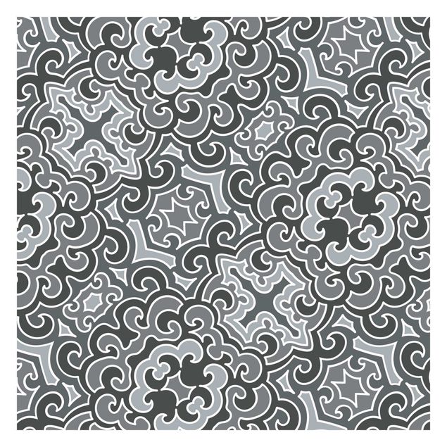 Wanddeko Esszimmer Chinoiserie Muster in Grau