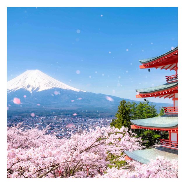 Wanddeko Kirschblüte Chureito Pagode und Fuji