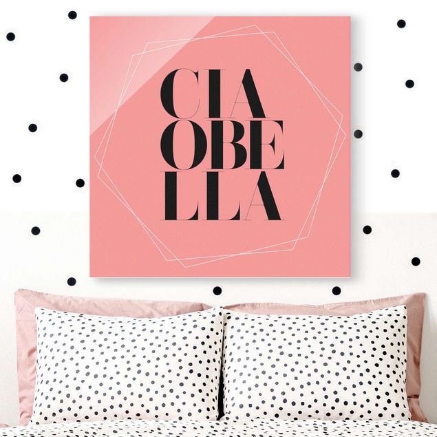 Wanddeko Schlafzimmer Ciao Bella in Hexagonen auf Rosa
