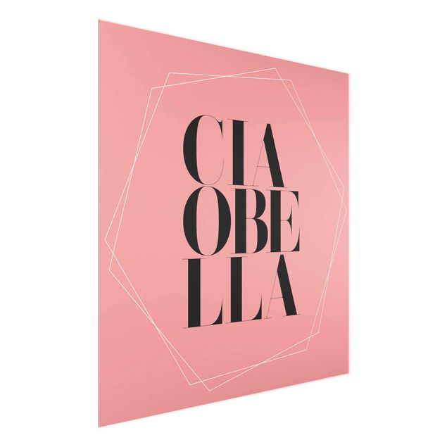 Wanddeko Büro Ciao Bella in Hexagonen auf Rosa