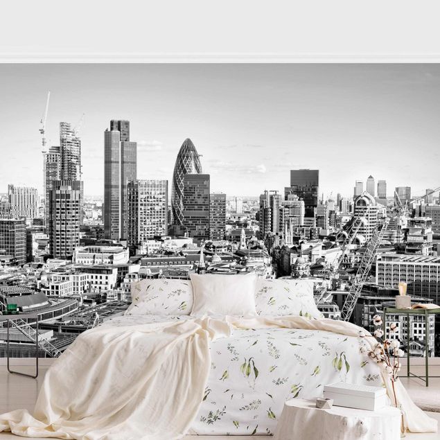 Wanddeko Schlafzimmer City of London Schwarz-Weiß