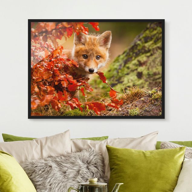 Wanddeko Wohnzimmer Fuchs im Herbst