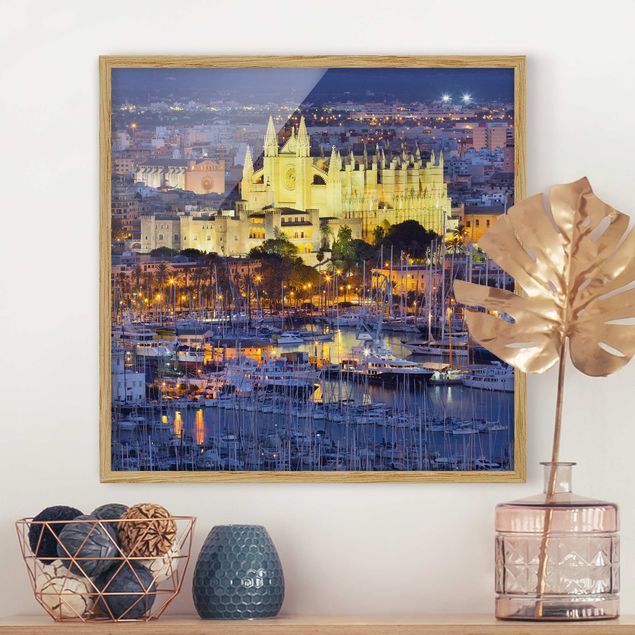 Wanddeko Wohnzimmer Palma de Mallorca City Skyline und Hafen