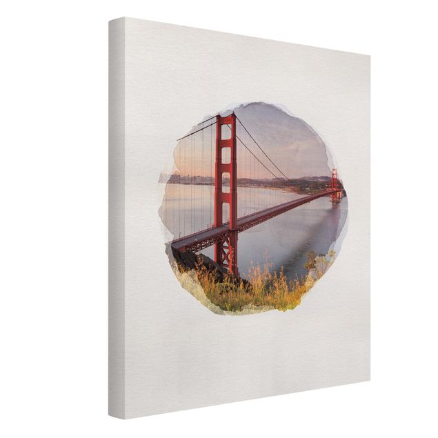Wanddeko Schlafzimmer Wasserfarben - Golden Gate Bridge in San Francisco