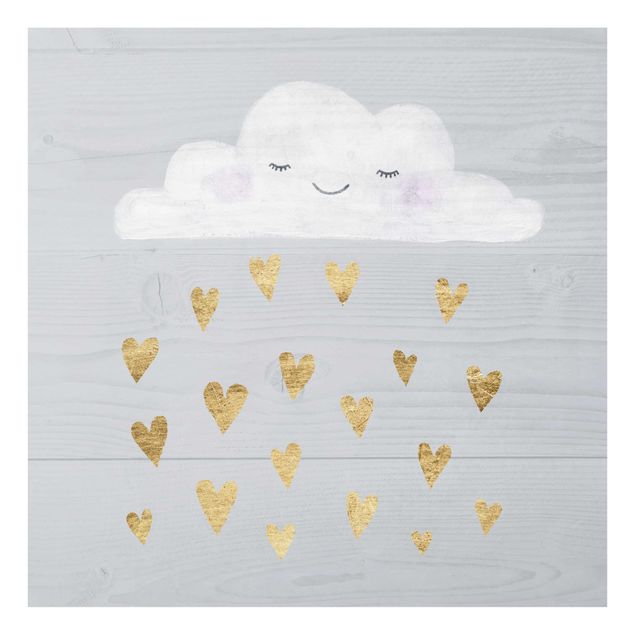 Wanddeko Mädchenzimmer Wolke mit goldenen Herzen