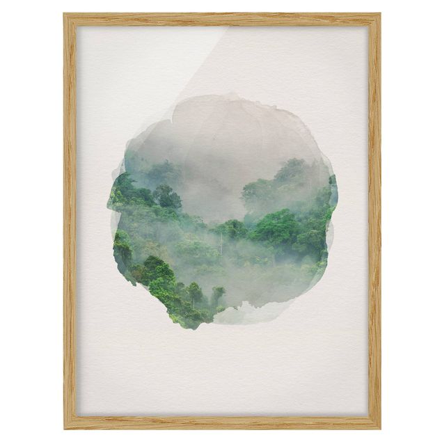 Wanddeko Esszimmer Wasserfarben - Dschungel im Nebel