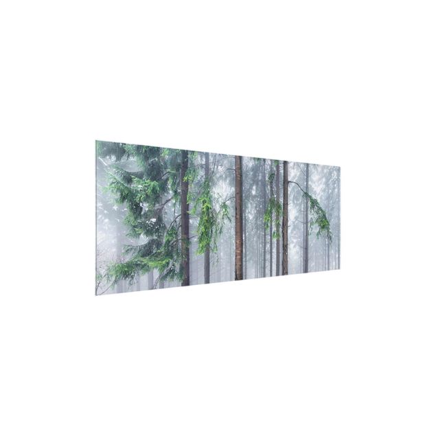 Wanddeko Esszimmer Nadelbäume im Winter