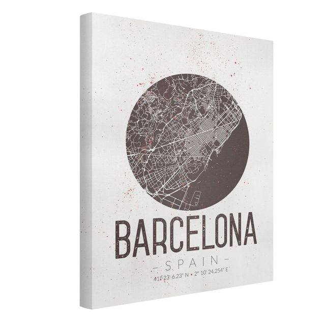 Wanddeko Flur Stadtplan Barcelona - Retro