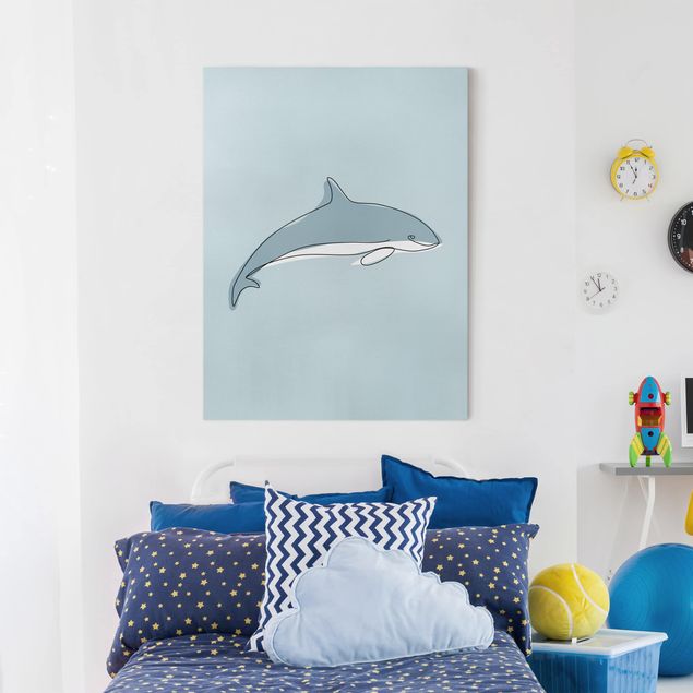 Babyzimmer Deko Delfin Line Art