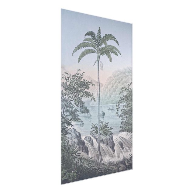 Wanddeko Esszimmer Vintage Illustration - Landschaft mit Palme