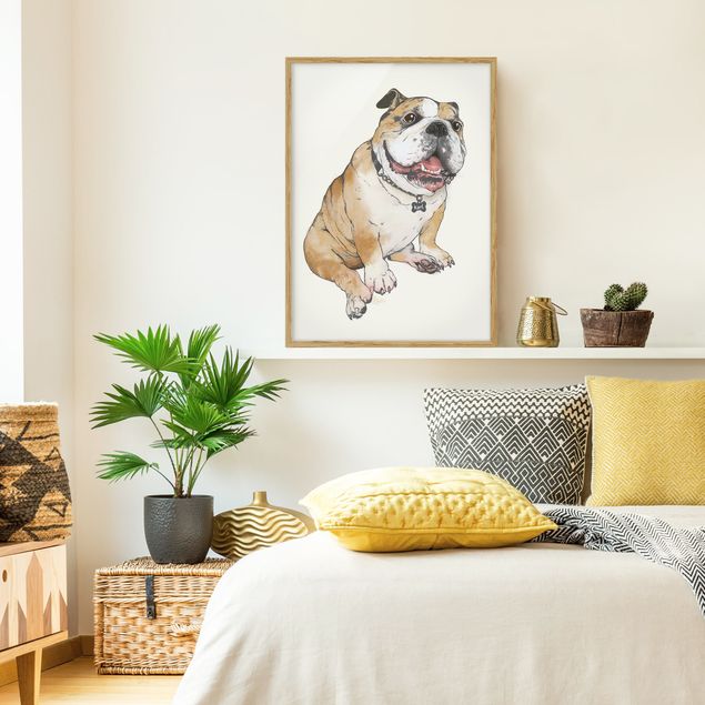 Wanddeko Wohnzimmer Illustration Hund Bulldogge Malerei