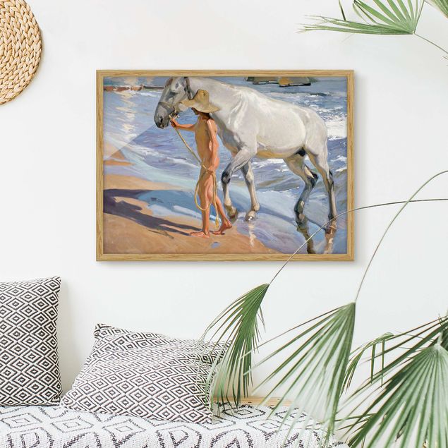 Strandbilder mit Rahmen Joaquin Sorolla - Das Bad des Pferdes