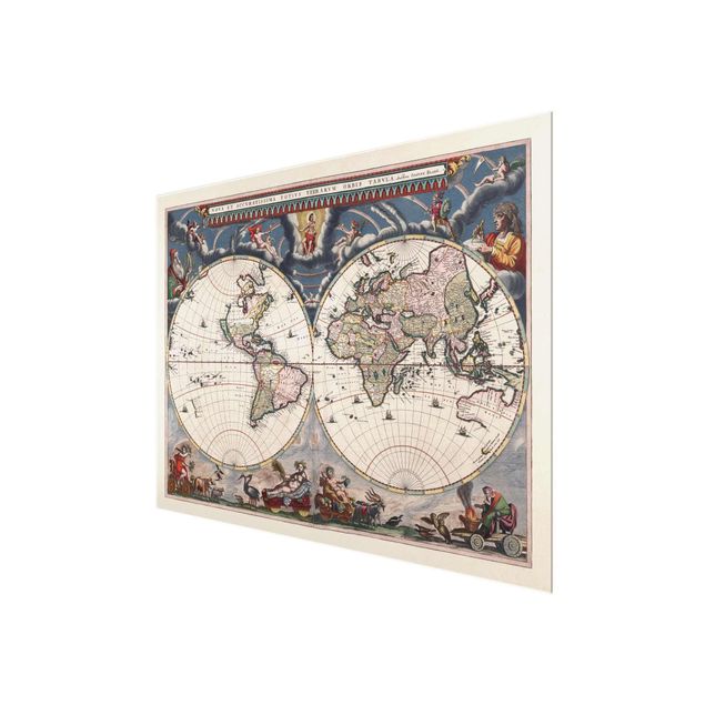 Wanddeko Jugendzimmer Historische Weltkarte Nova et Accuratissima von 1664