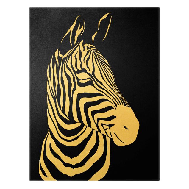 Wanddeko schwarz Safari Tiere - Portrait Zebra Schwarz