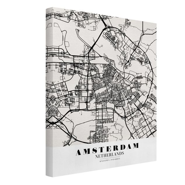 Wanddeko Esszimmer Stadtplan Amsterdam - Klassik