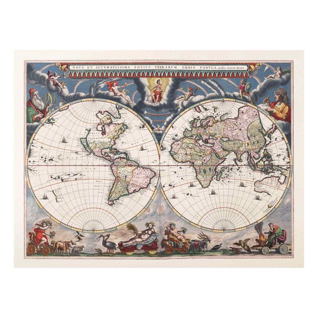 Wanddeko Büro Historische Weltkarte Nova et Accuratissima von 1664