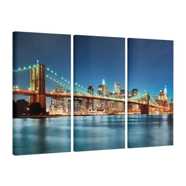 Wandbilder New York Nighttime Manhattan Bridge