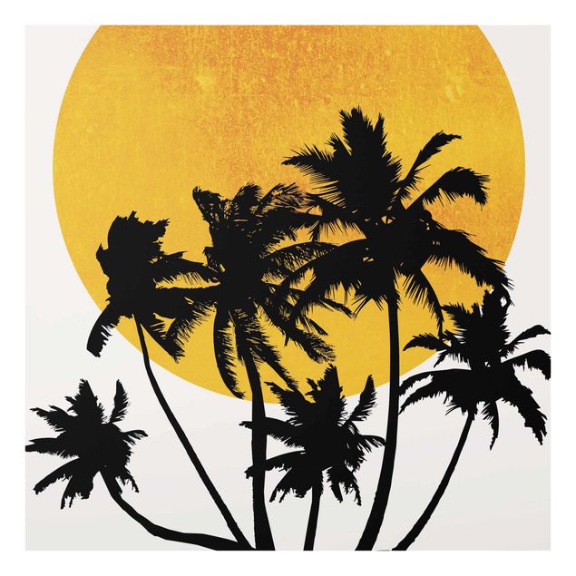 Wanddeko Büro Palmen vor goldener Sonne
