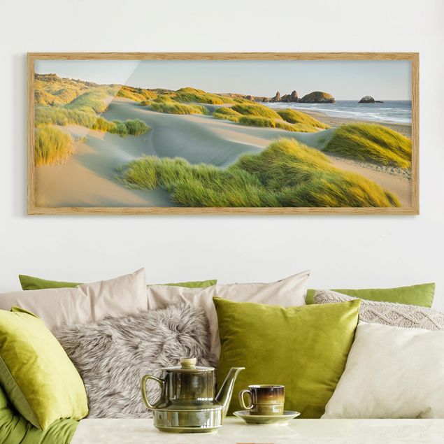Strandbilder mit Rahmen Dünen und Gräser am Meer