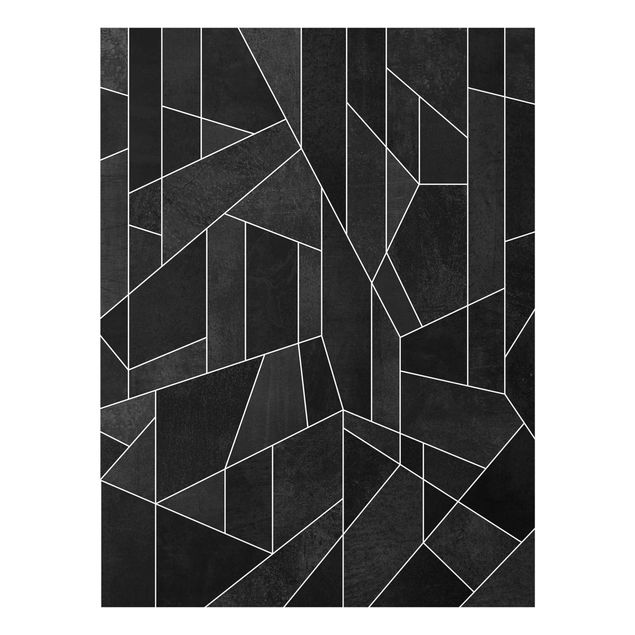 Wanddeko Büro Schwarz Weiß Geometrie Aquarell