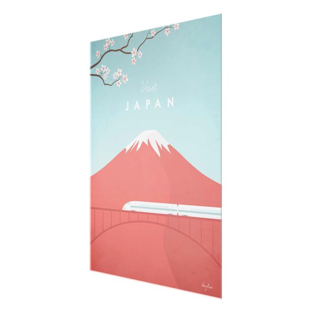 Glasbild Berg Reiseposter - Japan