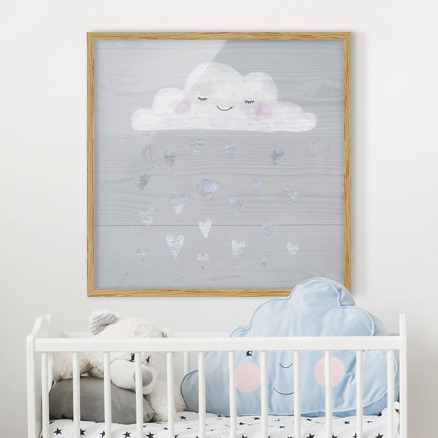 Babyzimmer Deko Wolke mit silbernen Herzen
