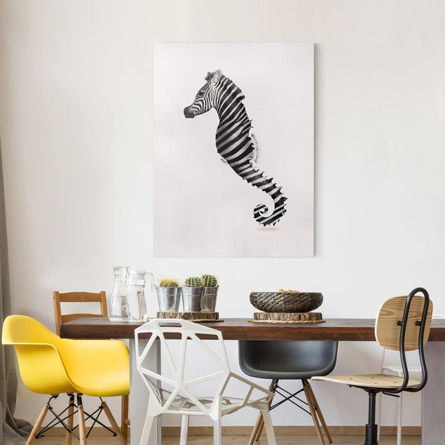 Wanddeko Wohnzimmer Seepferdchen mit Zebrastreifen