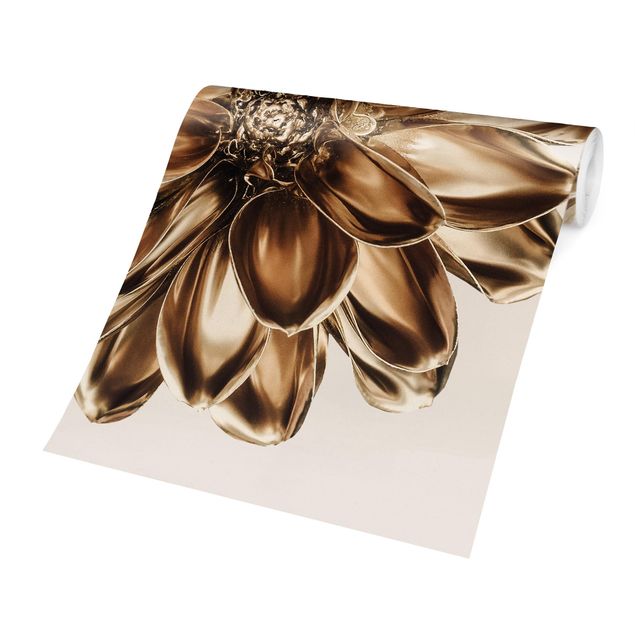 Wanddeko Flur Dahlie Blume Gold Metallic