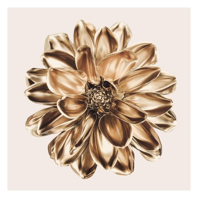 Wanddeko Esszimmer Dahlie Blume Gold Metallic