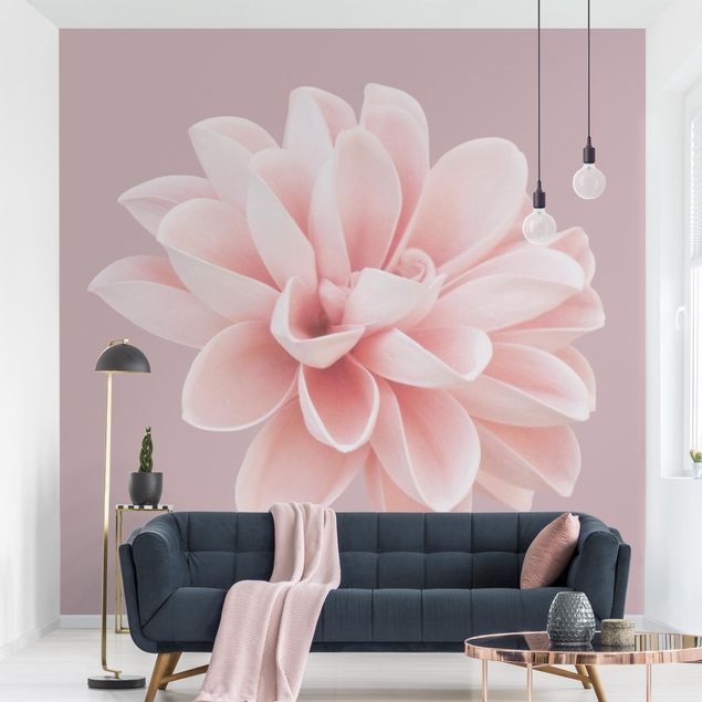 Wanddeko Wohnzimmer Dahlie Blume Lavendel Rosa Weiß