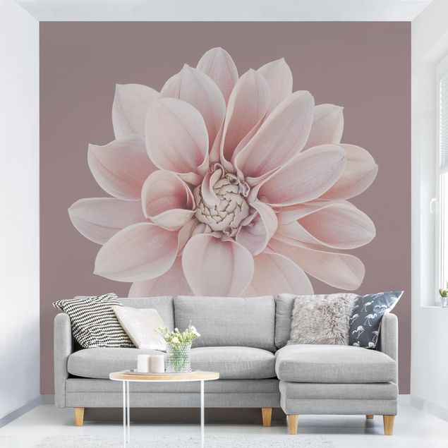 Wanddeko Wohnzimmer Dahlie Blume Lavendel Weiß Rosa
