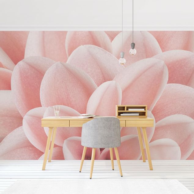 Wanddeko Wohnzimmer Dahlie Rosa Blütenblätter Detail