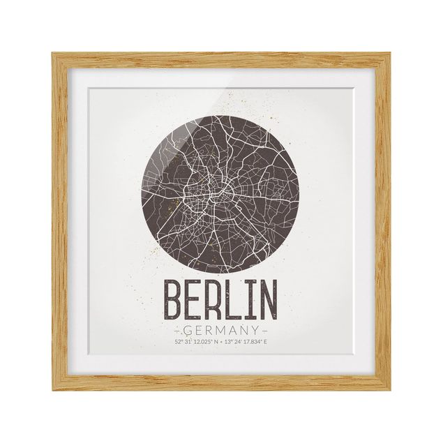 Wanddeko Schlafzimmer Stadtplan Berlin - Retro