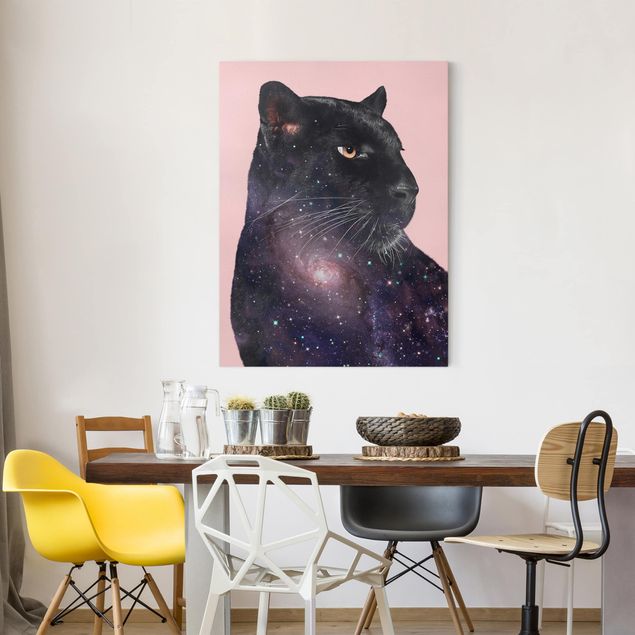 Wanddeko Wohnzimmer Panther mit Galaxie