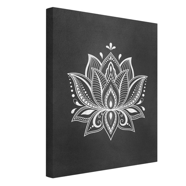 Wanddeko Esszimmer Lotus Illustration weiß schwarz