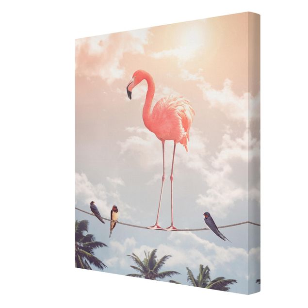 Leinwandbild Vögel Himmel mit Flamingo
